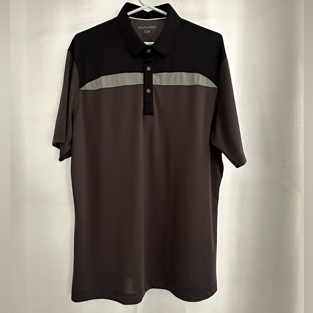 Galvin Green Breathable Short Sleeve Golf Polo/Shirt, charcoal/grey/black, XL